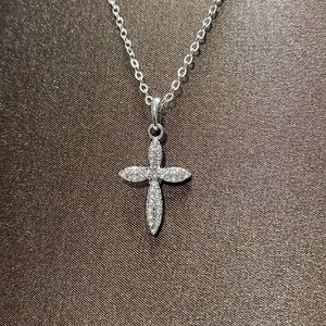COPY - NWT Silver Tone & Crystals Cross Necklace!